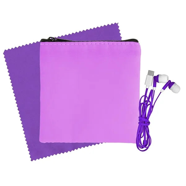 Colorful RPET Ear Bud & Cloth Set