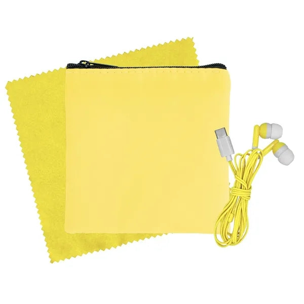 Colorful RPET Ear Bud & Cloth Set