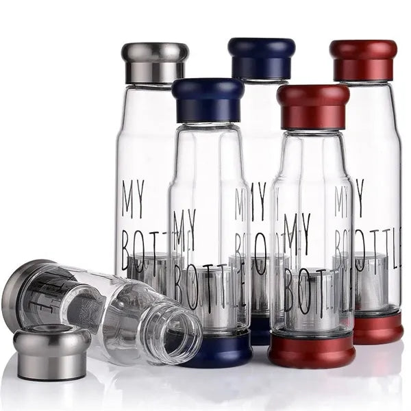 Clear Glass Water Bottles with Protection Sleeve