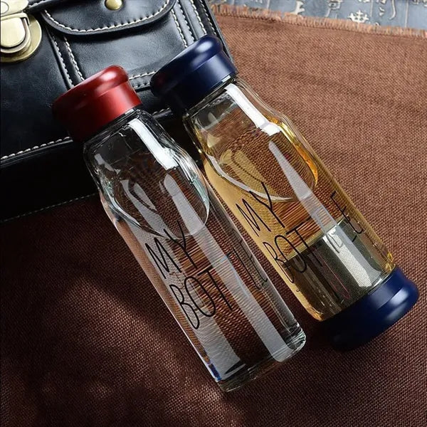 Clear Glass Water Bottles with Protection Sleeve