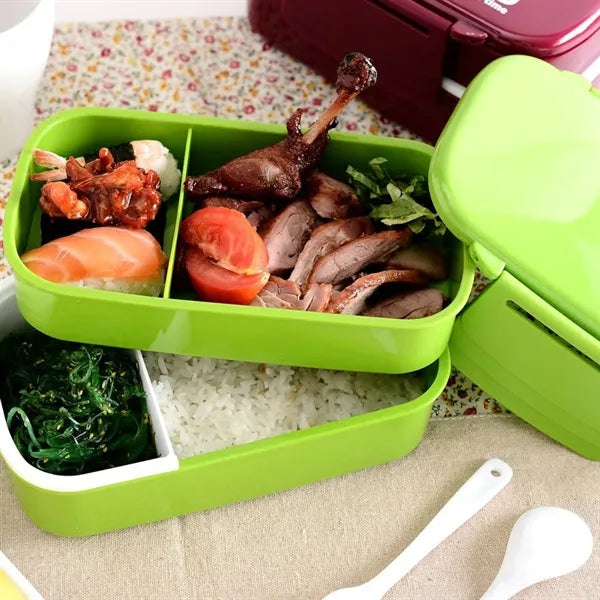 Double Layer Plastic Lunch Box with bag
