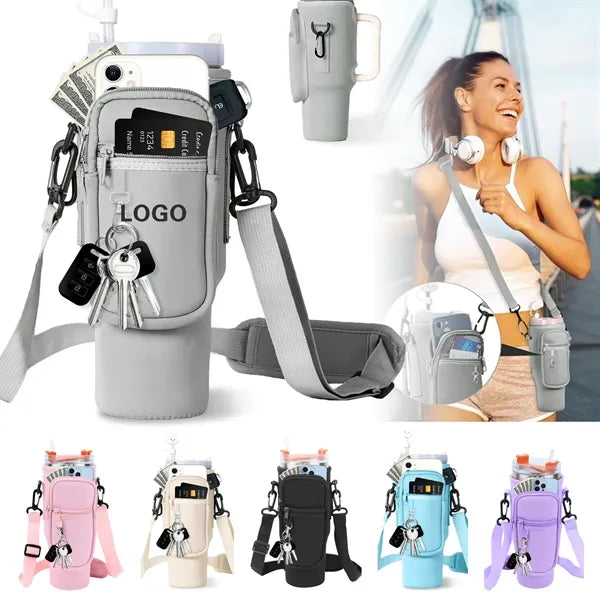Water Bottle Carrier Bag with Phone Pocket