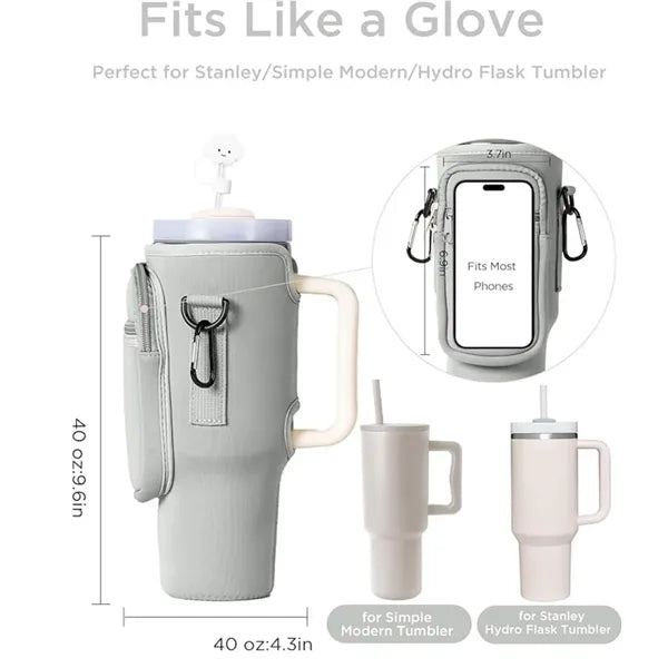 Water Bottle Carrier Bag with Phone Pocket