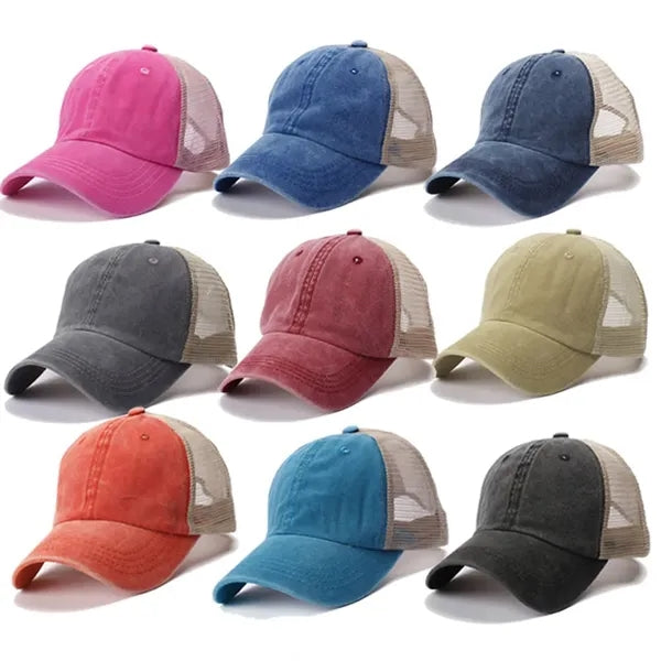 Adjustable washable cotton mesh cap