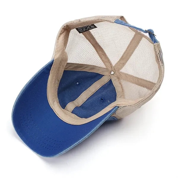 Adjustable washable cotton mesh cap