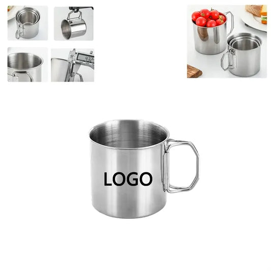 Outdoor Camping 12oz Stainless Steel Folding Water Cup