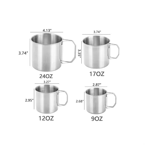 Outdoor Camping 12oz Stainless Steel Folding Water Cup