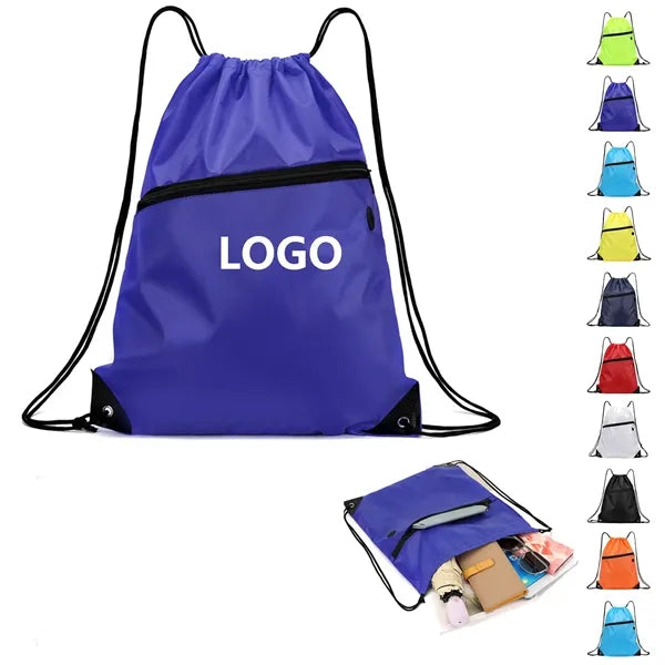 Zippered Sports Drawstring Backpack