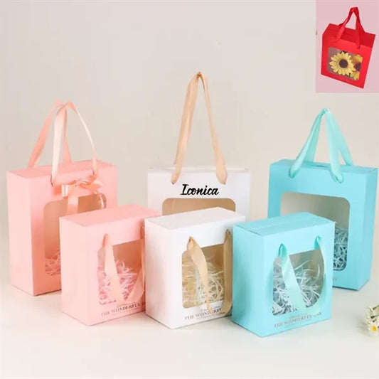 Kraft Paper Tote Gift Shopping Bags with Transparent Window