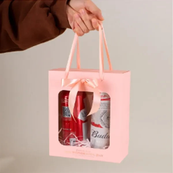 Kraft Paper Tote Gift Shopping Bags with Transparent Window