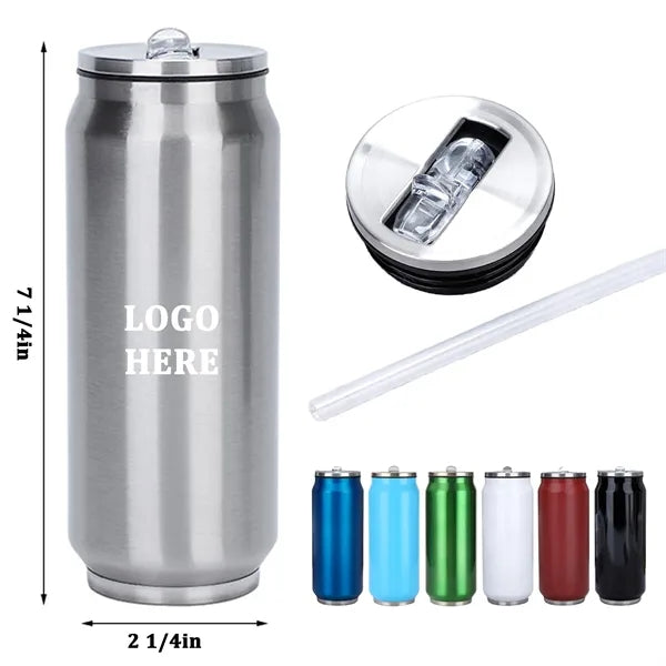 16oz Stainless Steel Double-Wall Tumbler with Straw & Lid