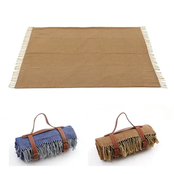 Moisture Proof Thick Leather Tassel Beach Mat