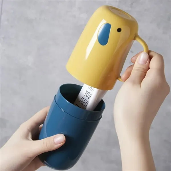 Portable Toothpaste Holder Case Travel Toothbrush Cup