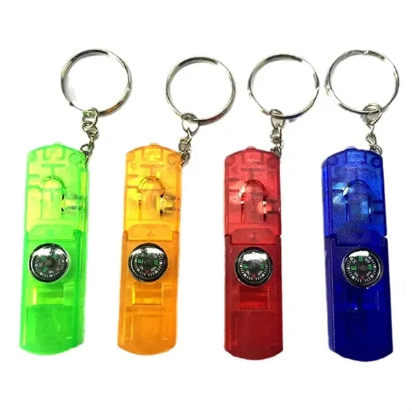 Compass Keychain with Whistle & LED Light