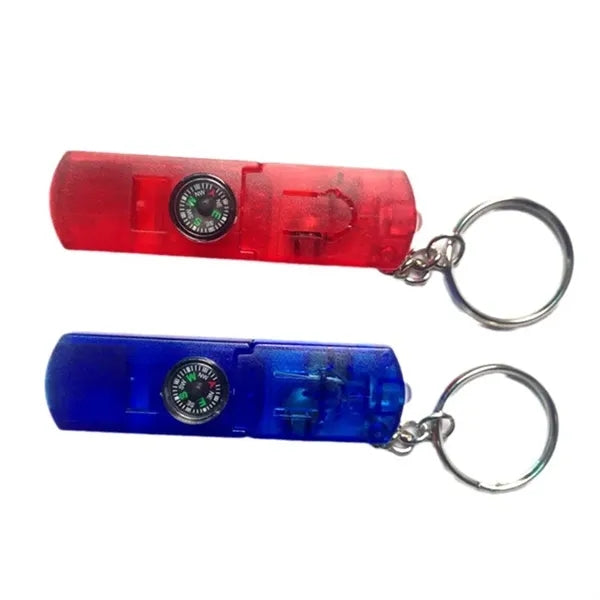 Compass Keychain with Whistle & LED Light