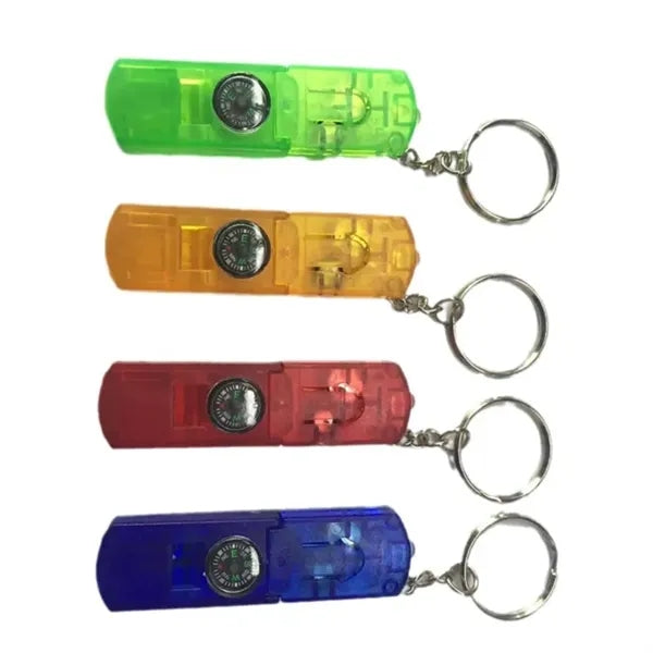 Compass Keychain with Whistle & LED Light