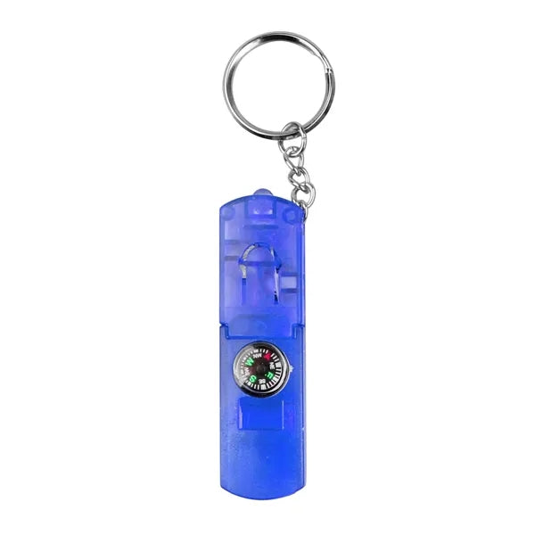 Compass Keychain with Whistle & LED Light