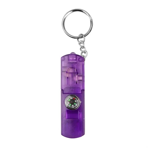 Compass Keychain with Whistle & LED Light