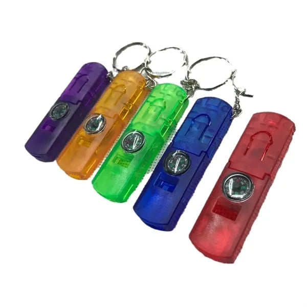 Compass Keychain with Whistle & LED Light