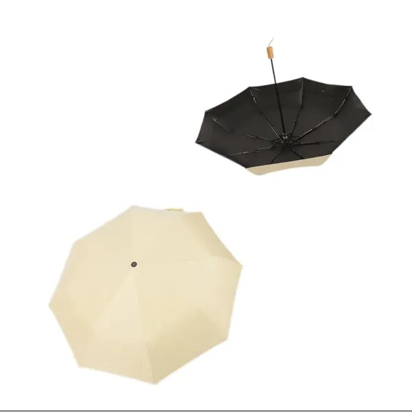 Simple Solid Wood Handle With Black Rubber Sunshade Umbrella