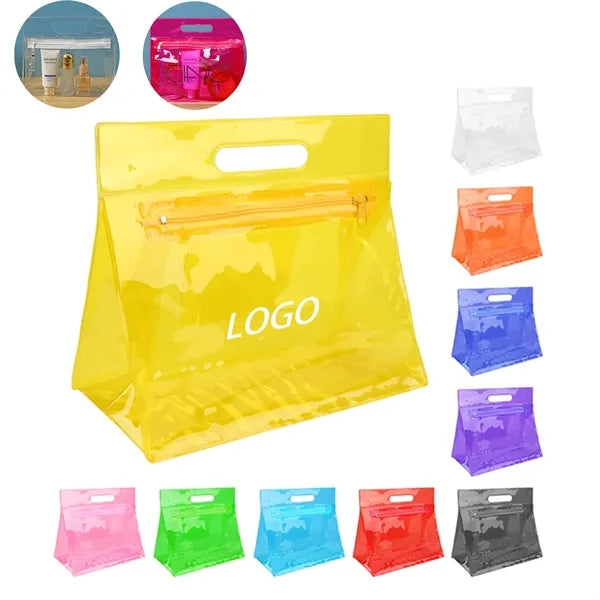 Pvc Zippered Toiletry Makeup Bag Handle