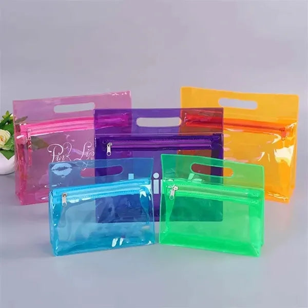 Pvc Zippered Toiletry Makeup Bag Handle