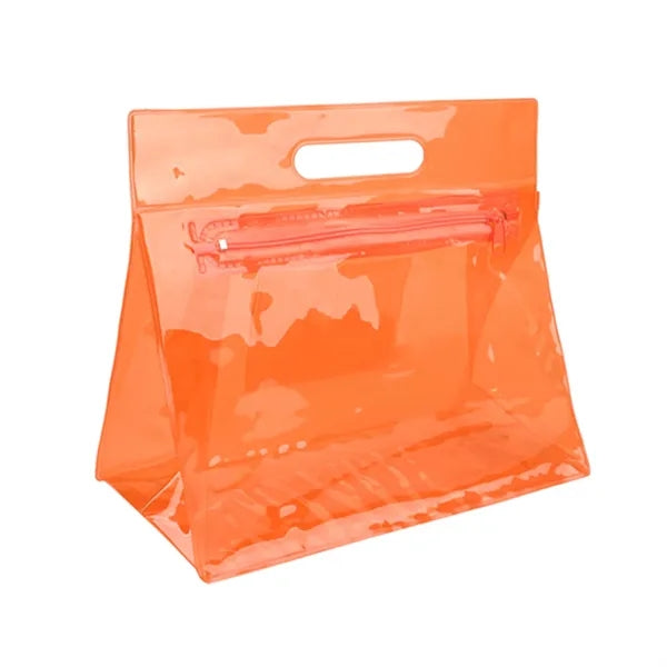 Pvc Zippered Toiletry Makeup Bag Handle