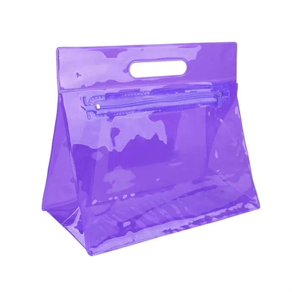 Pvc Zippered Toiletry Makeup Bag Handle
