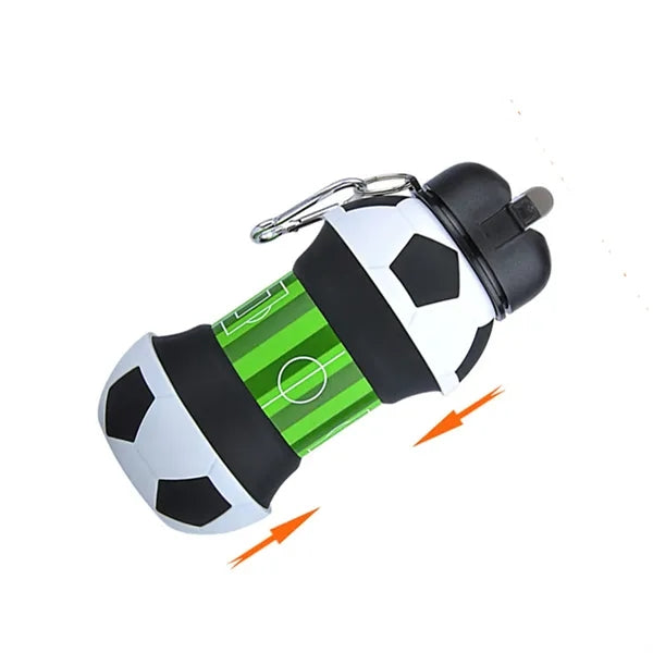 Silicone Collapsible Sports Water Bottle w/Soccer Ball Desig