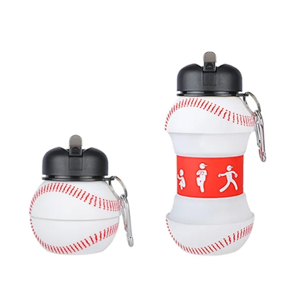 Silicone Collapsible Sports Water Bottle w/Soccer Ball Desig