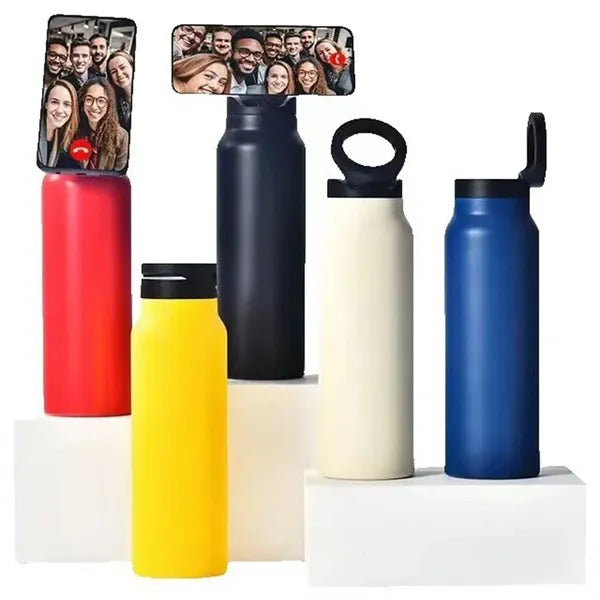 Insulated Stainless Steel Water Bottle with Bamboo Lid.