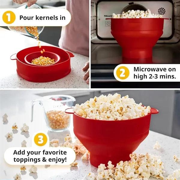 BPA-Free Collapsible Microwave Silicone Popcorn Maker Bucket