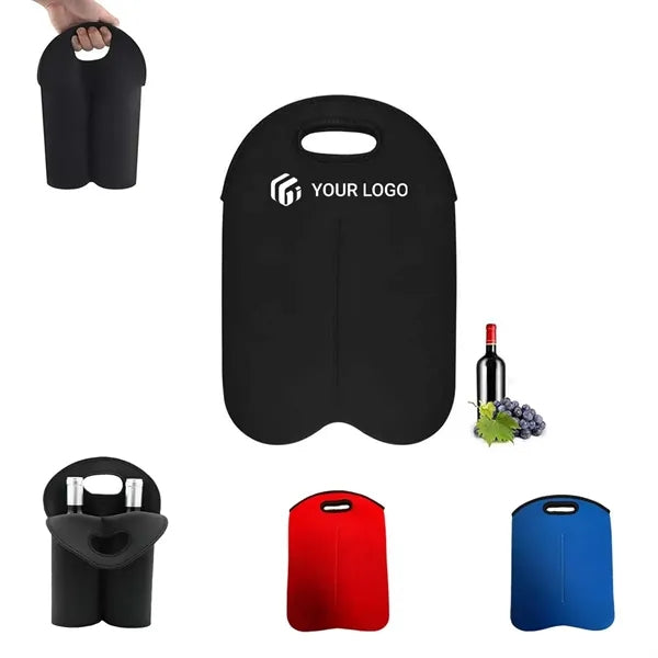Two Bottle Insulated Neoprene Wine Carrier Bag with Handle