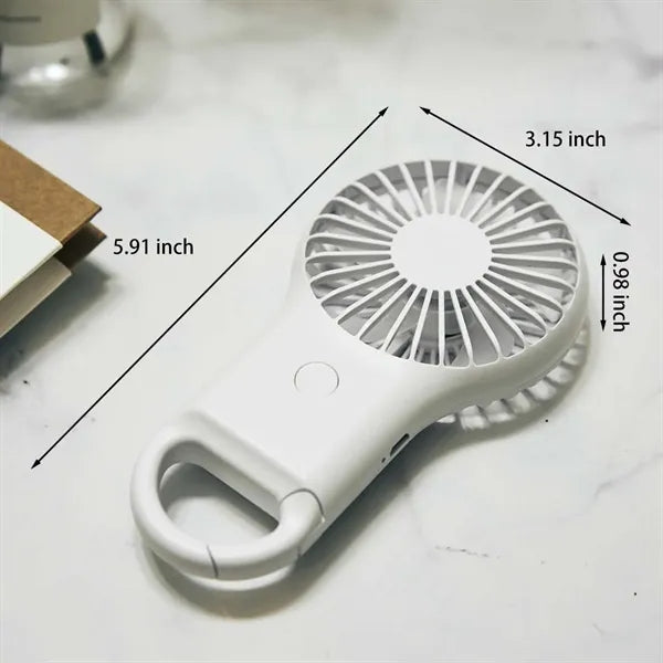 Mini Rechargeable Handheld Fan with LED Light Carabiner
