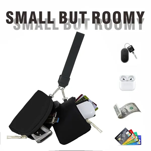 Double Pocket Coin Purse Nylon Customizable Wrist Wristlet