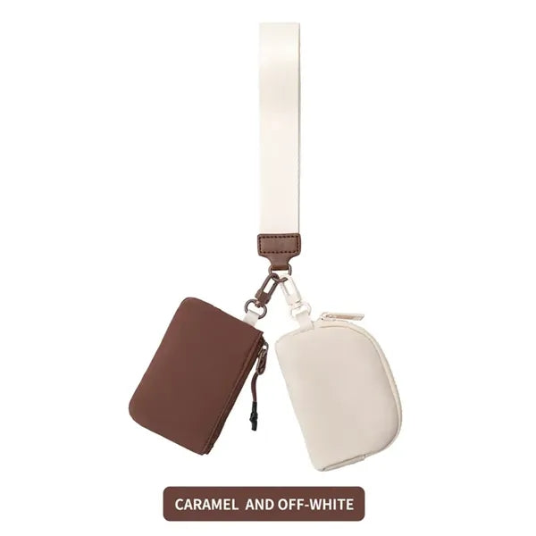 Double Pocket Coin Purse Nylon Customizable Wrist Wristlet