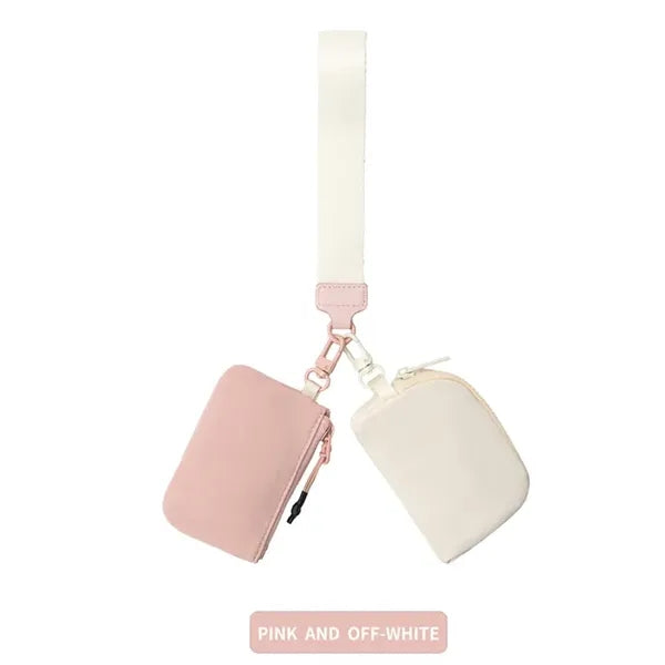 Double Pocket Coin Purse Nylon Customizable Wrist Wristlet