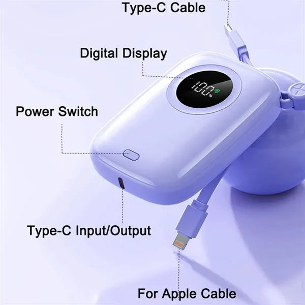 10000mAh Portable Power Bank With Cables
