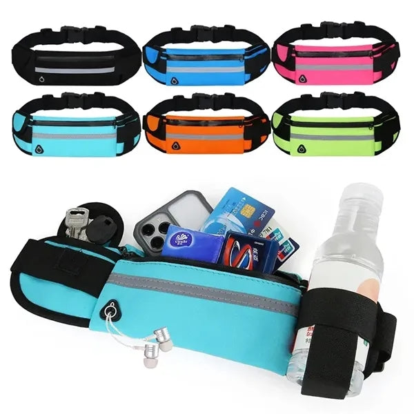 Sports Running Waist Bag Fanny Pack With Bottle Pouch