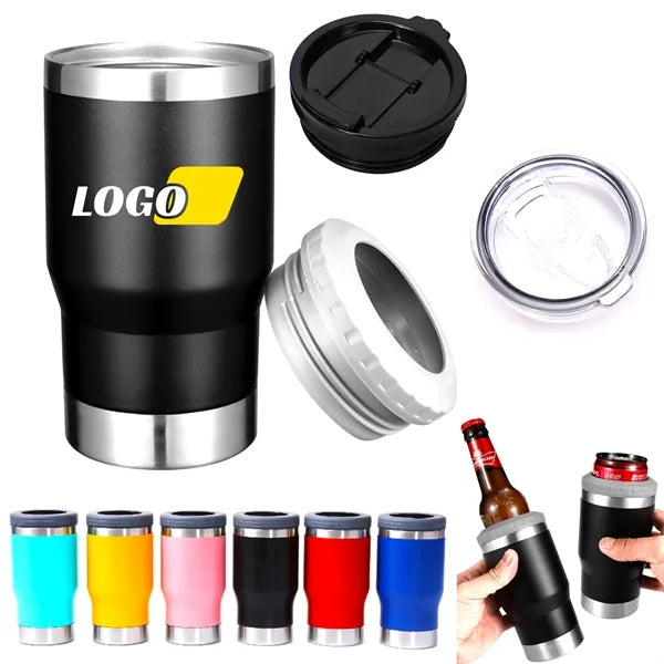 14 Oz Stainless Steel Can Cooler With Lid And Bottle Opener