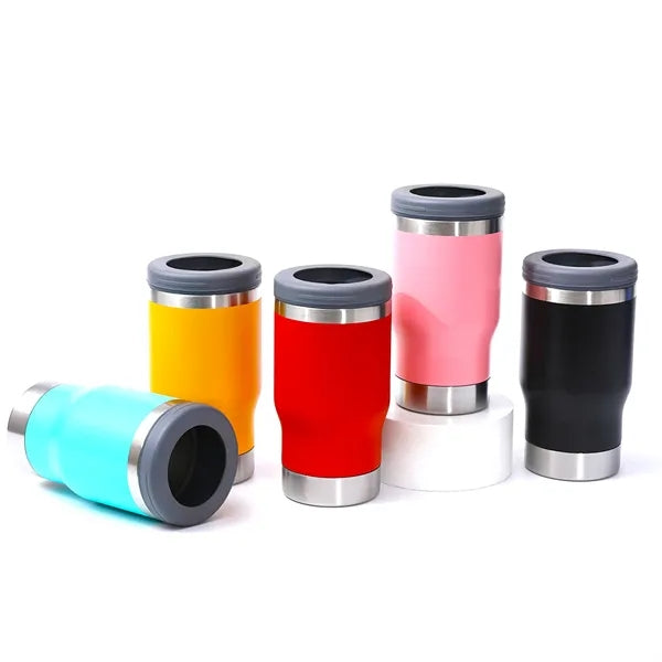 14 Oz Stainless Steel Can Cooler With Lid And Bottle Opener