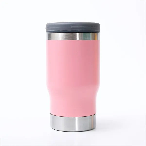14 Oz Stainless Steel Can Cooler With Lid And Bottle Opener