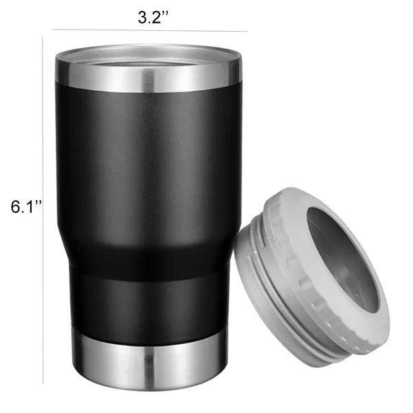14 Oz Stainless Steel Can Cooler With Lid And Bottle Opener