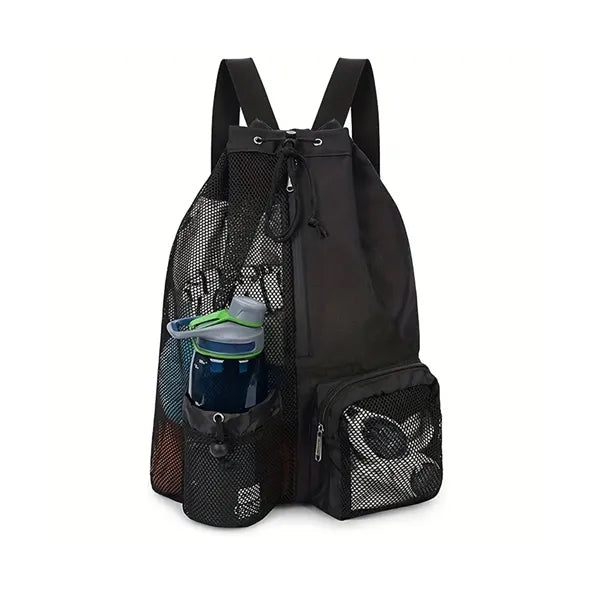 Mesh Drawstring Swimming Backpack with Waterproof Wet Pocket