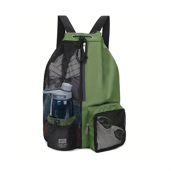 Mesh Drawstring Swimming Backpack with Waterproof Wet Pocket