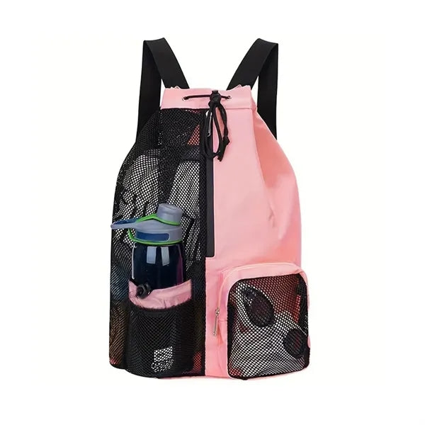 Mesh Drawstring Swimming Backpack with Waterproof Wet Pocket