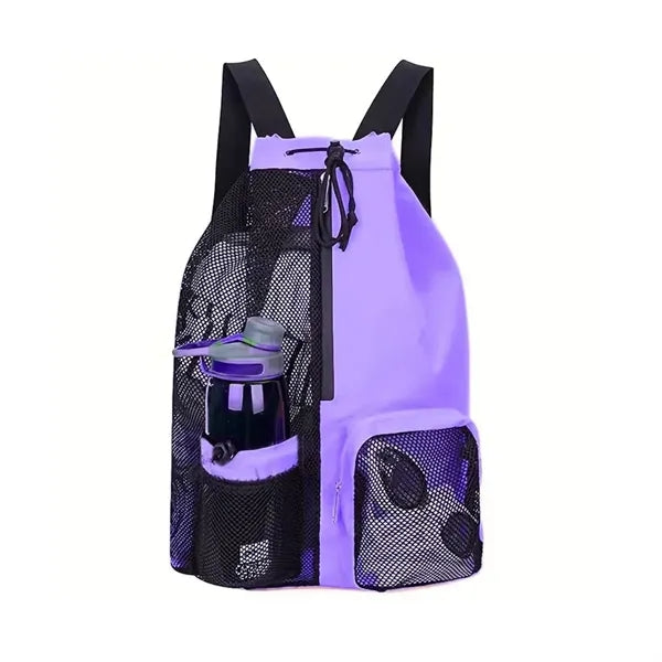 Mesh Drawstring Swimming Backpack with Waterproof Wet Pocket