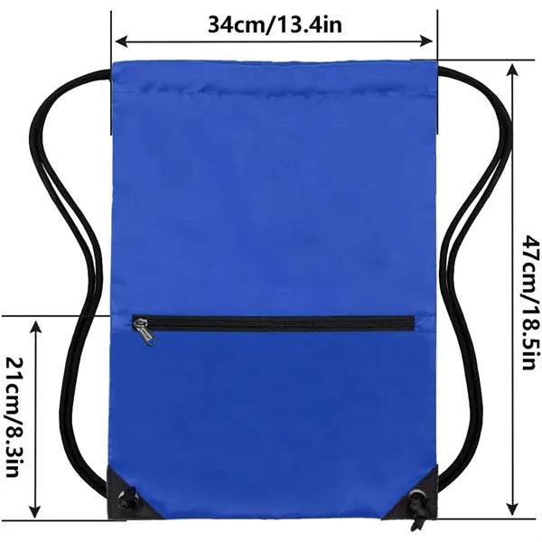 Durable Oxford Sports Drawstring Gym Bag with Zipper Pocket