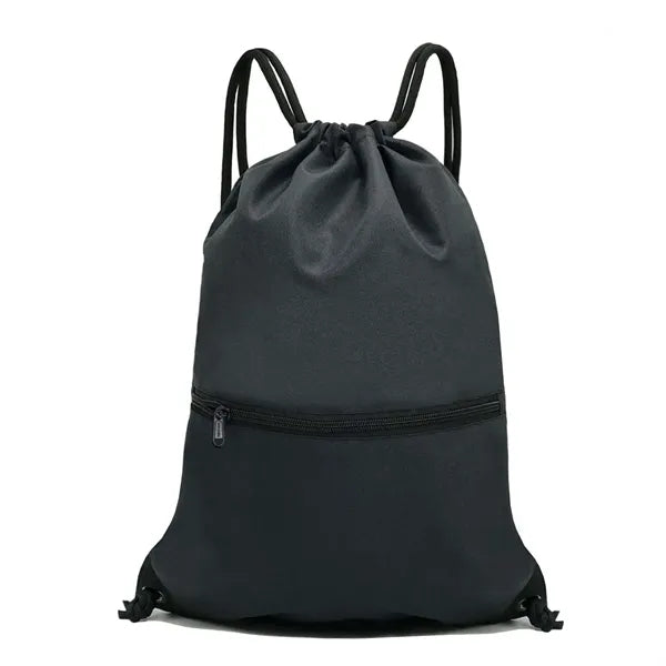 Durable Oxford Sports Drawstring Gym Bag with Zipper Pocket