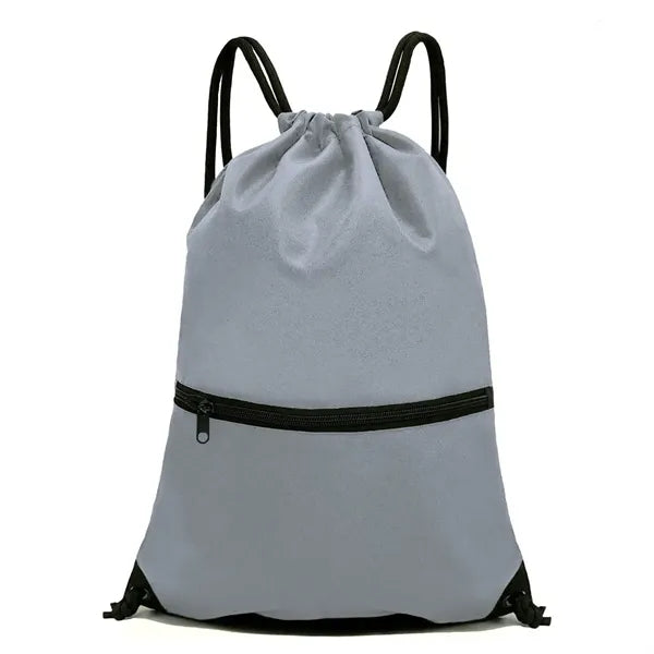 Durable Oxford Sports Drawstring Gym Bag with Zipper Pocket